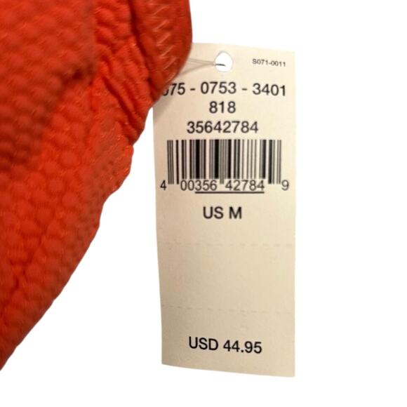 NWT Aerie Orange Ribbed Bikini Top M Scoop Neck Adjustable Tie Straps - Picture 7 of 7